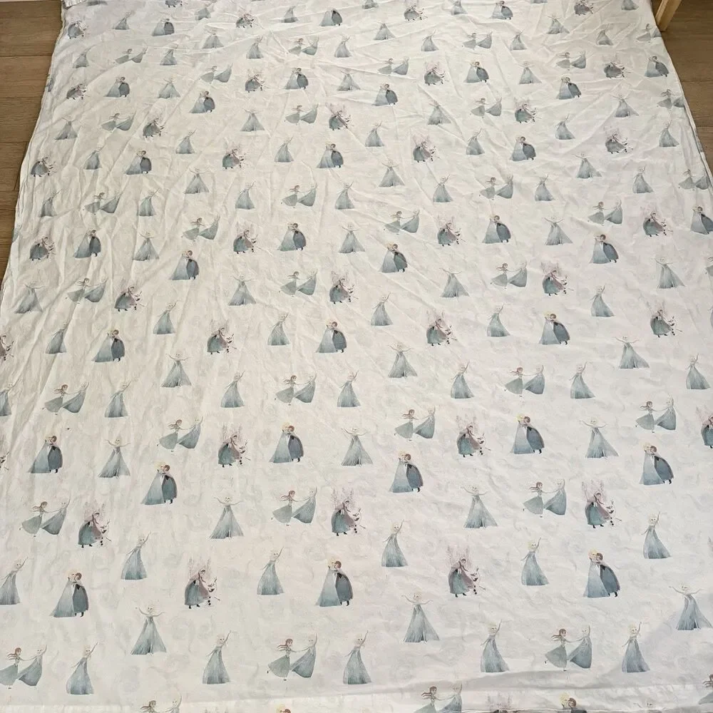 Pottery Barn Kids Disney Frozen Full Queen Flat Sheet Organic Cotton Elsa Anna